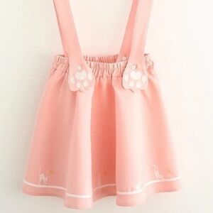 ❌️ [SOLD] Pink Lolita Harajuku Embroidery Cat Kawaii Preppy Suspender Skirt